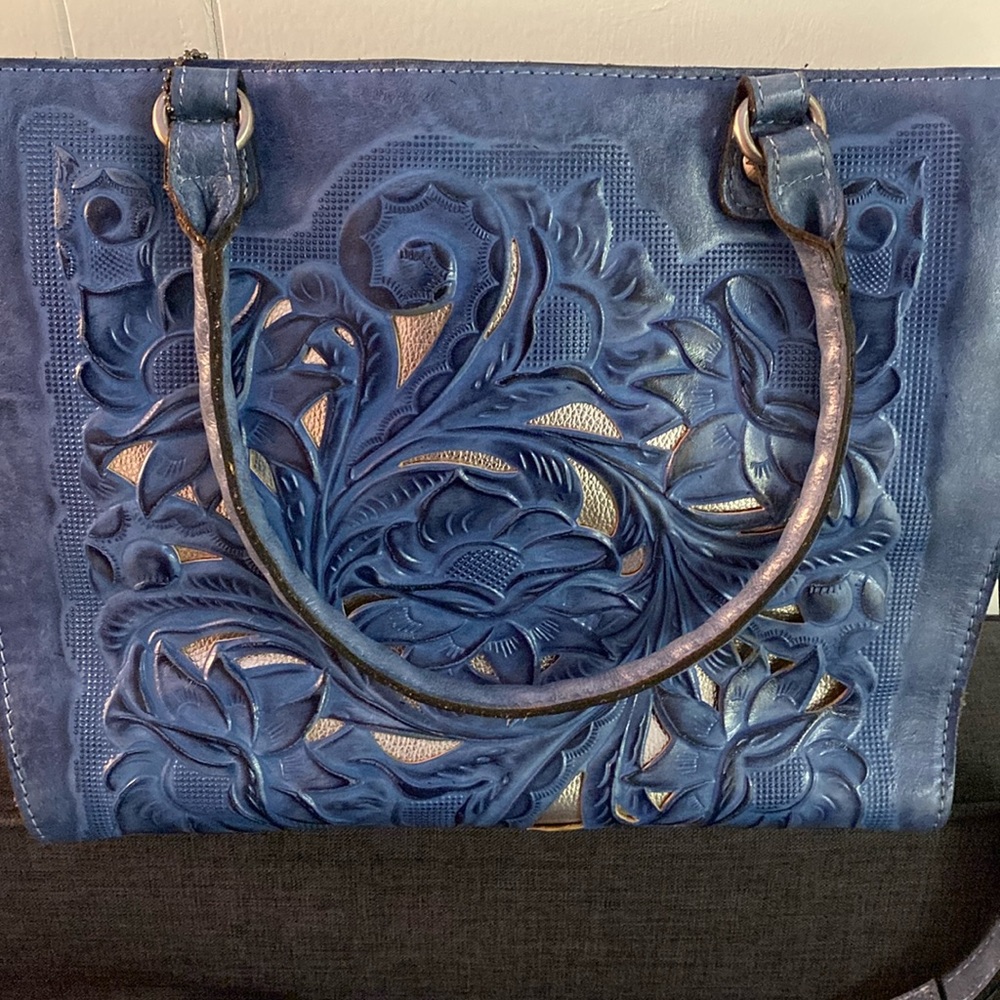 Patricia Nash Blue Embossed Shoulder Bag
